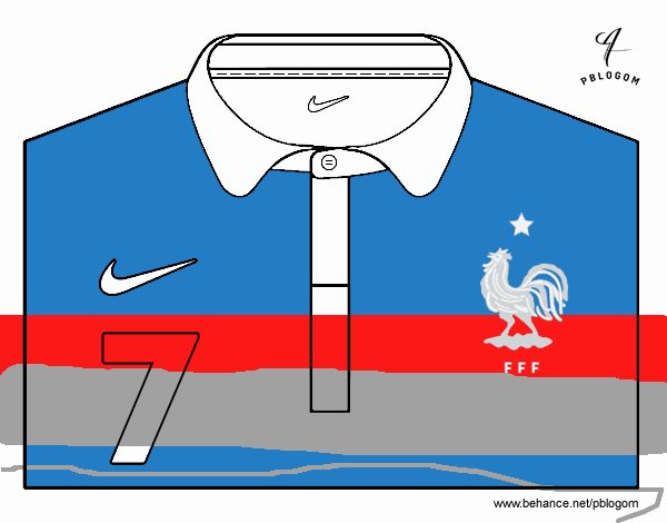 Dibujo Camiseta del mundial de fútbol 2014 de Francia pintado por xrami