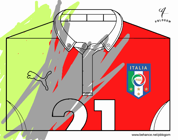 Dibujo Camiseta del mundial de fútbol 2014 de Italia pintado por xrami