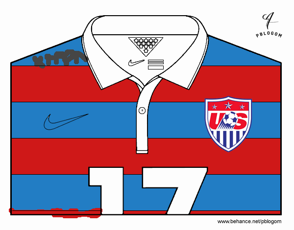 Dibujo Camiseta del mundial de fútbol 2014 de los Estados Unidos pintado por xrami