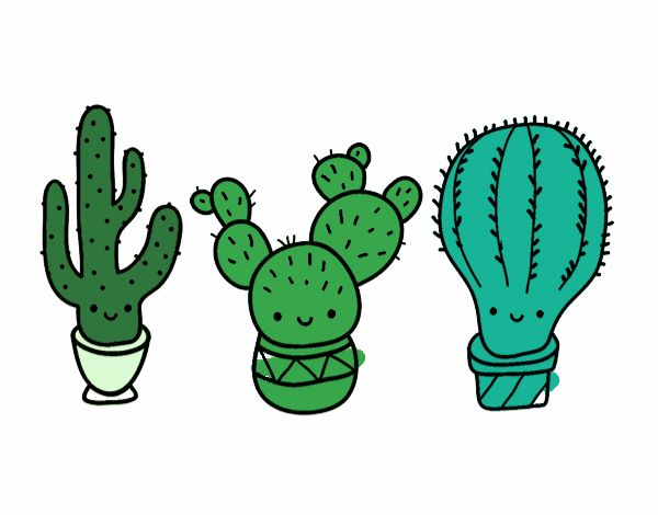 Dibujo 3 mini cactus pintado por Zurami