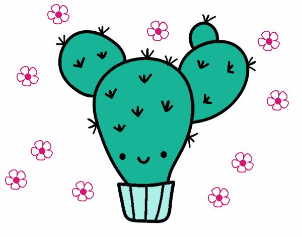 Dibujo Cactus nopal pintado por Zurami