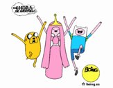 Dibujo Jake, Princesa Chicle y Finn pintado por indra777