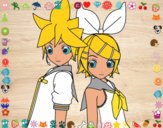Dibujo Len y Rin Kagamine Vocaloid pintado por angieyujan