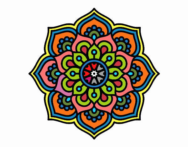 Dibujo Mandala flor de la concentración pintado por alebernuy