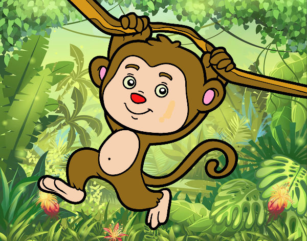 Mono colgado de una rama