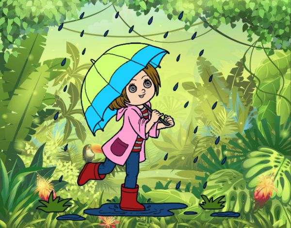 Dibujo Niña con paraguas bajo la lluvia pintado por KIARA3214