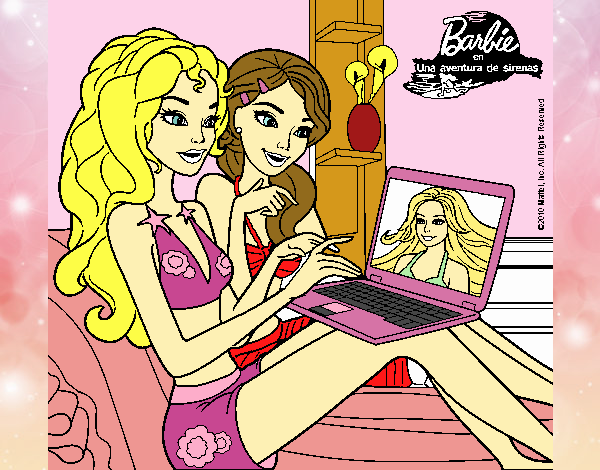 Dibujo Barbie chateando pintado por bella90