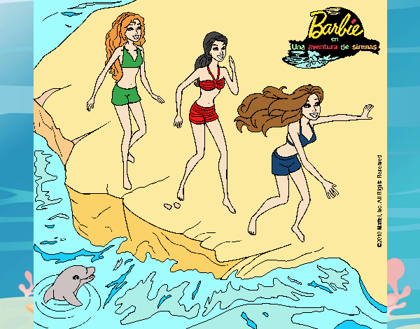 Dibujo Barbie y sus amigas en la playa pintado por Ramon45