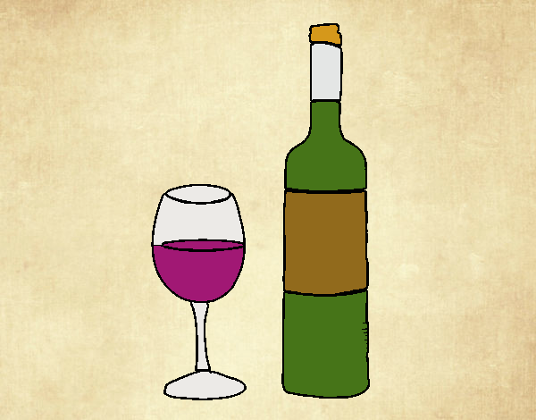 Dibujo Botella de vino y copa pintado por natinatash