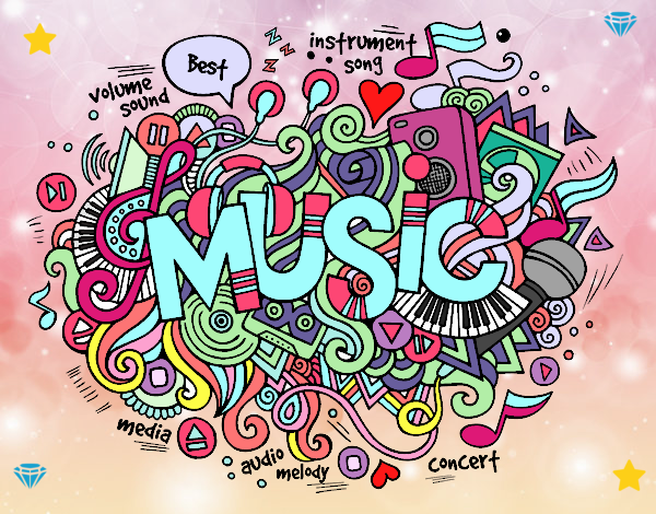 Dibujo Collage musical pintado por Zinthya