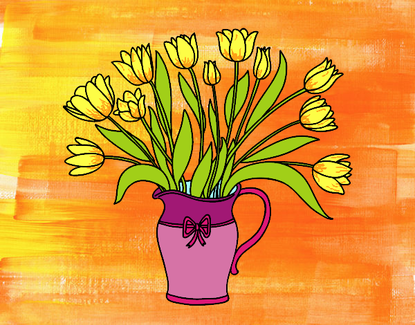 Dibujo Jarrón de tulipanes pintado por BERNORI