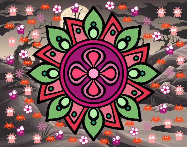 Dibujo Mandala flor sencilla pintado por BERNORI