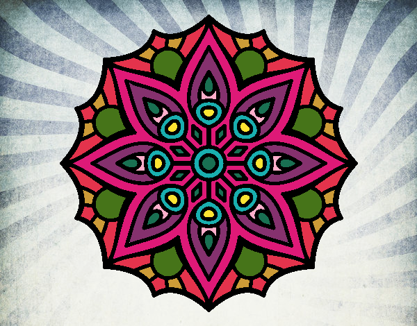 Dibujo Mandala simetría sencilla pintado por Mary5Leon 