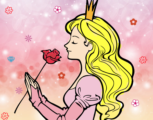 Dibujo Princesa y rosa pintado por dani1406