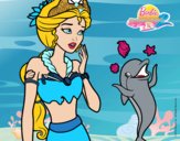 Dibujo Sirena con delfín pintado por mariabe