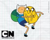Dibujo Finn y Jake abrazados pintado por jarco
