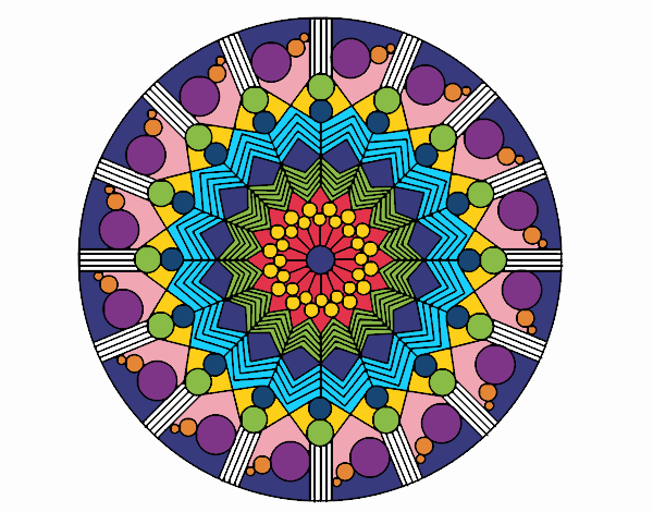 Dibujo Mandala flor con círculos pintado por alebernuy