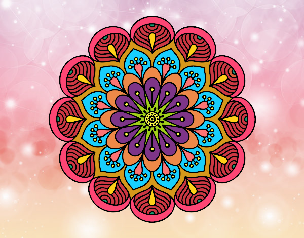 Dibujo Mandala flor y hojas pintado por natinatash