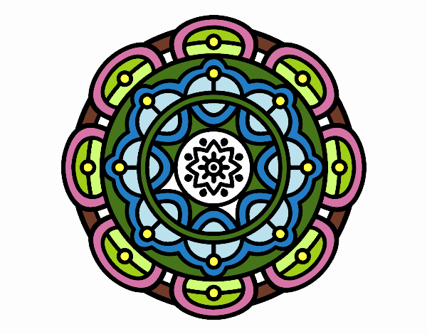 Dibujo Mandala para la relajación mental pintado por alebernuy