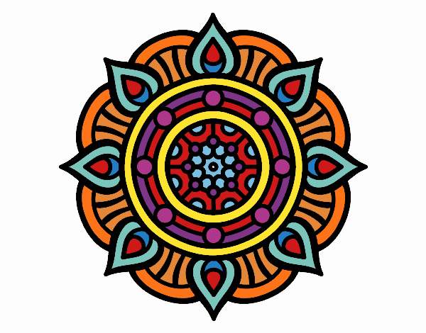 Dibujo Mandala puntos de fuego pintado por alebernuy