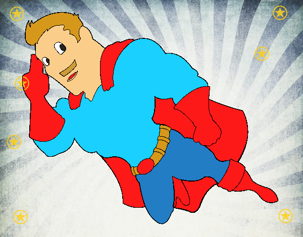 Dibujo Superhéroe volando pintado por brauliari