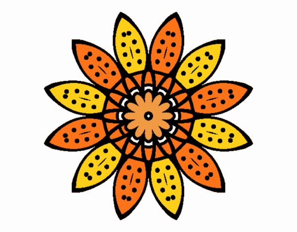 Dibujo Mandala flor con pétalos pintado por truhdy