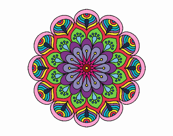 Dibujo Mandala flor y hojas pintado por madeli