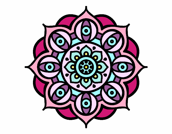 Dibujo Mandala ojos abiertos pintado por islu