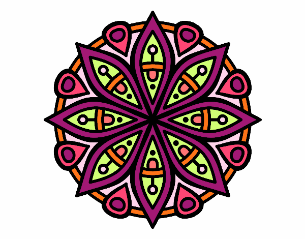 Dibujo Mandala para la concentración pintado por Jamits