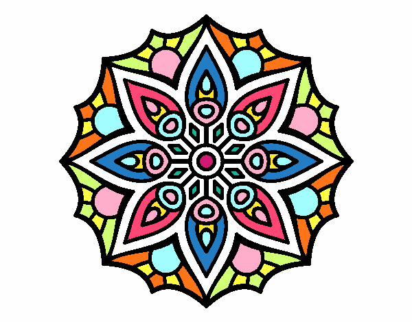 Dibujo Mandala simetría sencilla pintado por islu