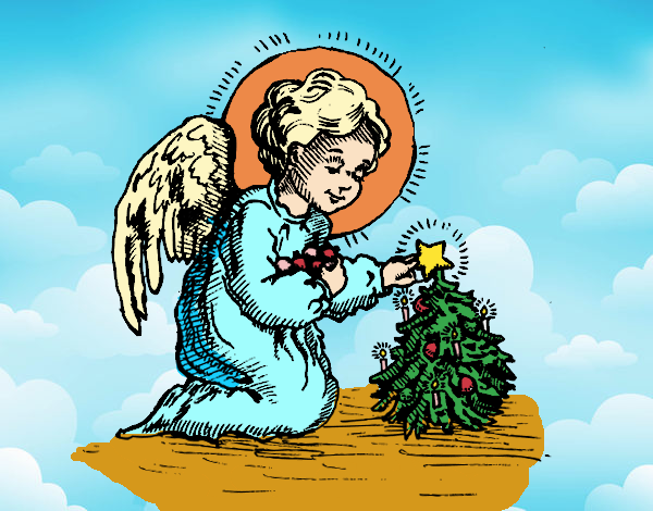 Dibujo Angelito navideño pintado por mirperla