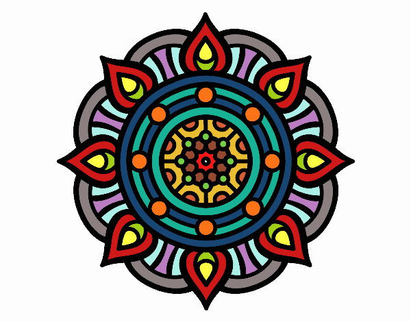 Dibujo Mandala puntos de fuego pintado por SILUFU