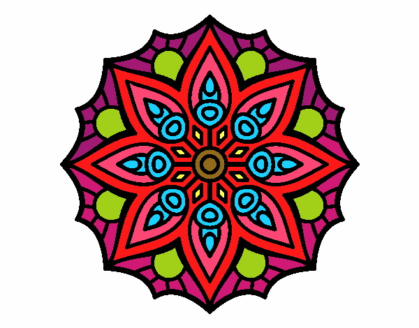 Dibujo Mandala simetría sencilla pintado por keonii