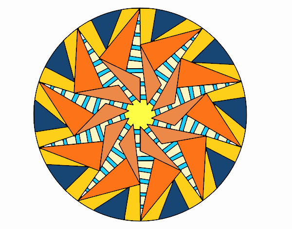 Dibujo Mandala sol triangular pintado por SILUFU