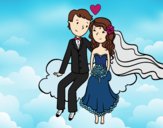 Dibujo Recién casados en una nube pintado por mirperla