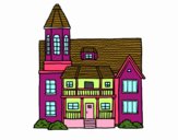 Dibujo Casa de dos pisos con torre pintado por anahis573