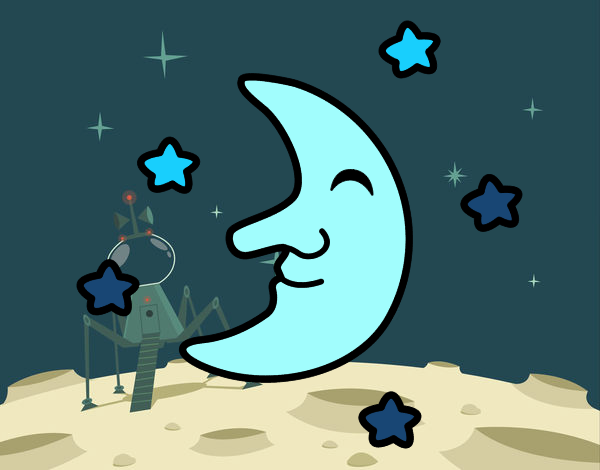 Dibujo Luna con estrellas pintado por isabel2k