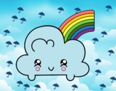 Dibujo Nube con arco iris kawaii pintado por Joddy