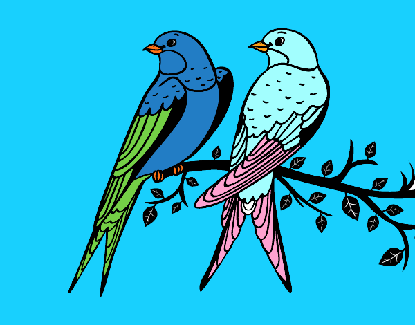 Dibujo Pareja de pájaros pintado por Abrilzota