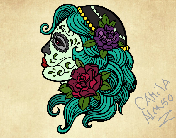 Dibujo Tatuaje de Catrina pintado por CamuAlonso