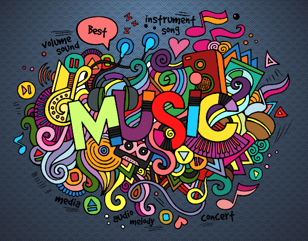 Dibujo Collage musical pintado por ceninsa
