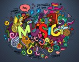 Dibujo Collage musical pintado por ceninsa