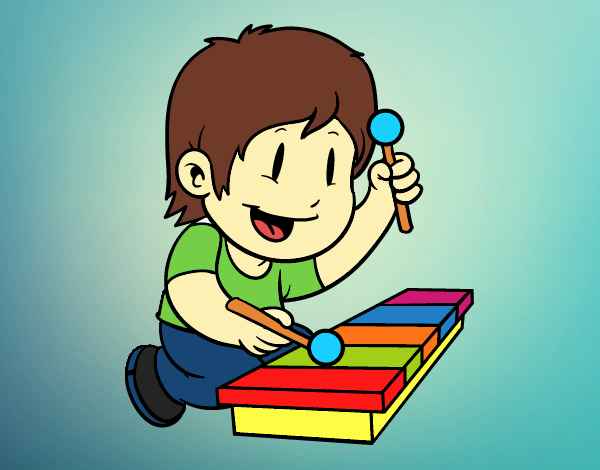 Dibujo Niño con xilófono pintado por ceninsa
