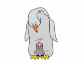 Dibujo Pingüino con su cría pintado por sheyla13