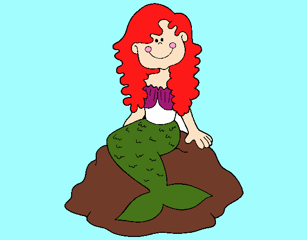 Dibujo Sirena sentada en una roca pintado por nill