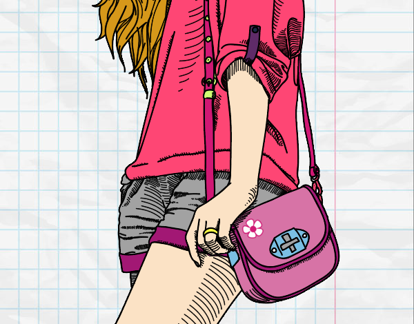 Dibujo Chica con bolso pintado por sheyla1