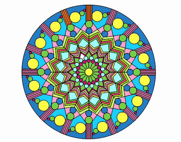 Dibujo Mandala flor con círculos pintado por bandin
