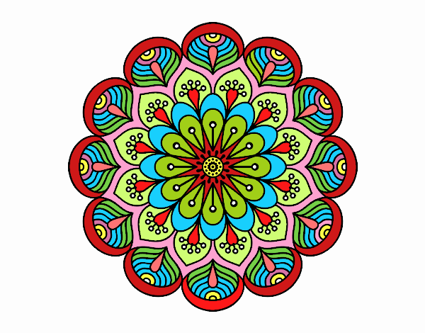 Dibujo Mandala flor y hojas pintado por bandin