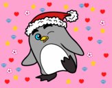 Pingüino con gorro de Navidad