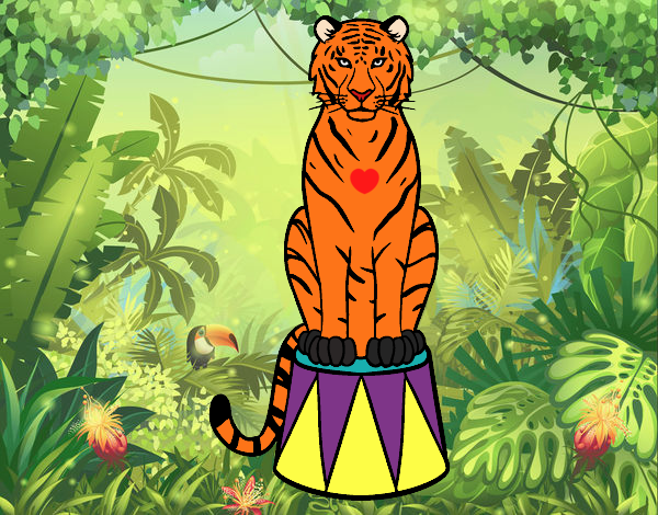 Dibujo Tigre de circo pintado por elwaht